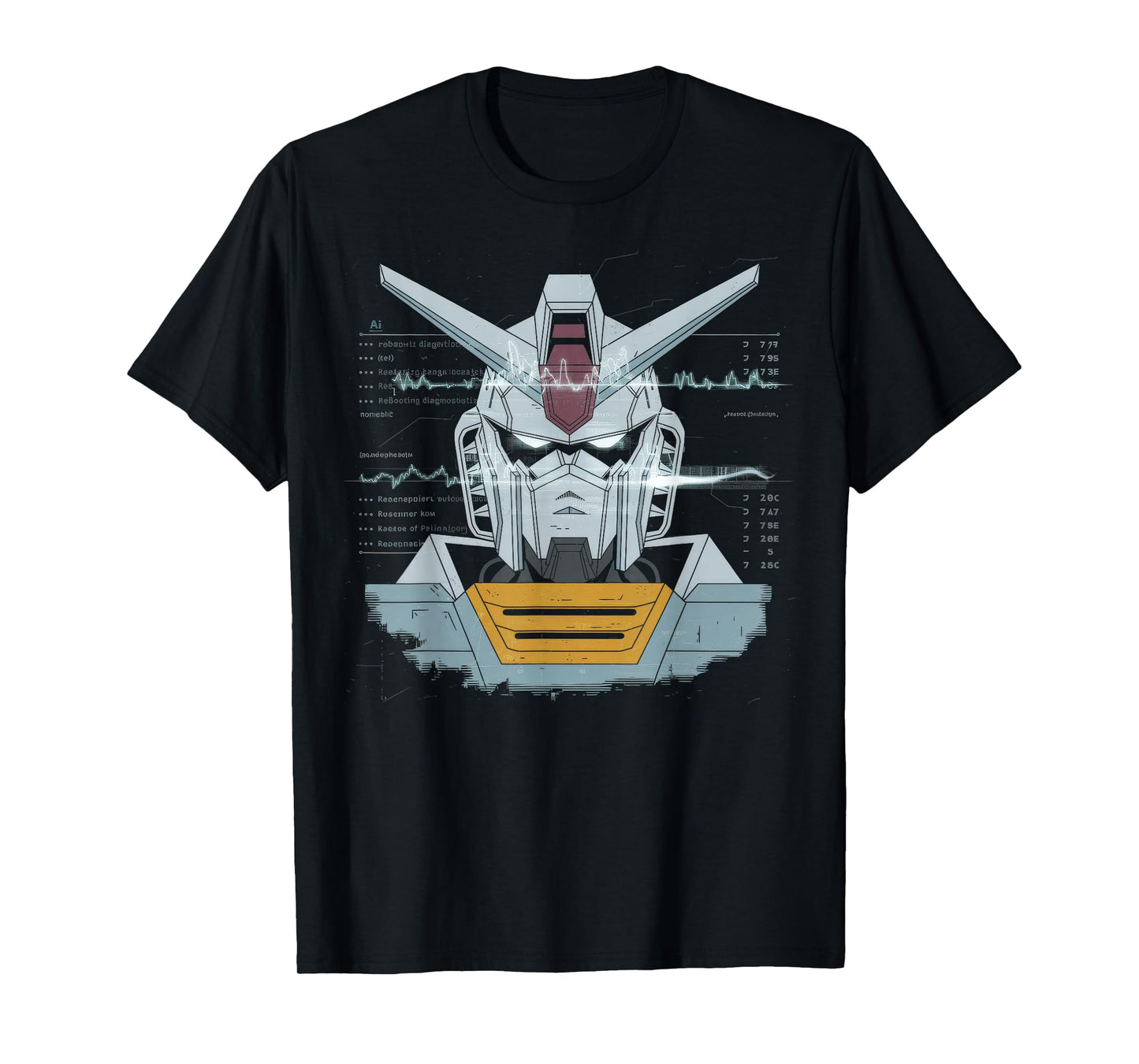 Mecha Tshirt Japanese Mecha Robot Head Anime Art Ukiyo-E T-Shirt
