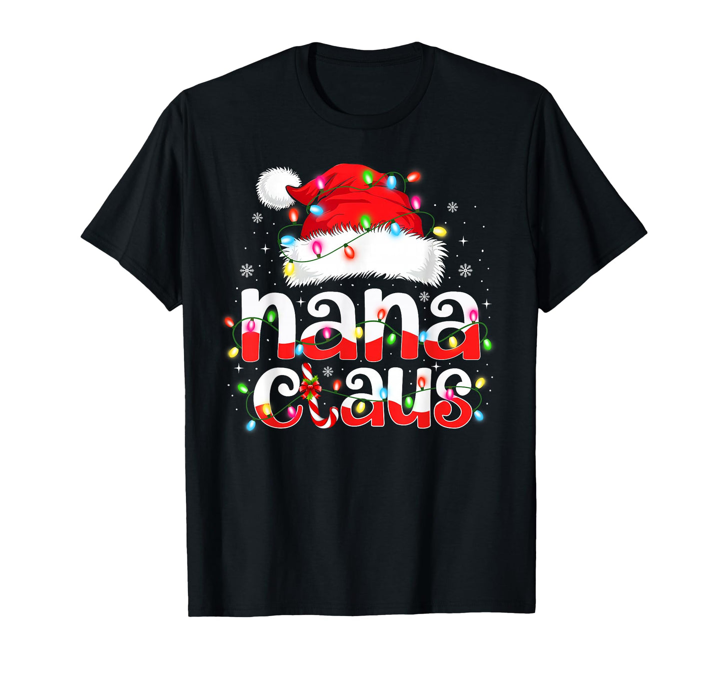 Nana Claus Shirt Christmas Lights Pajama Family Matching T-Shirt