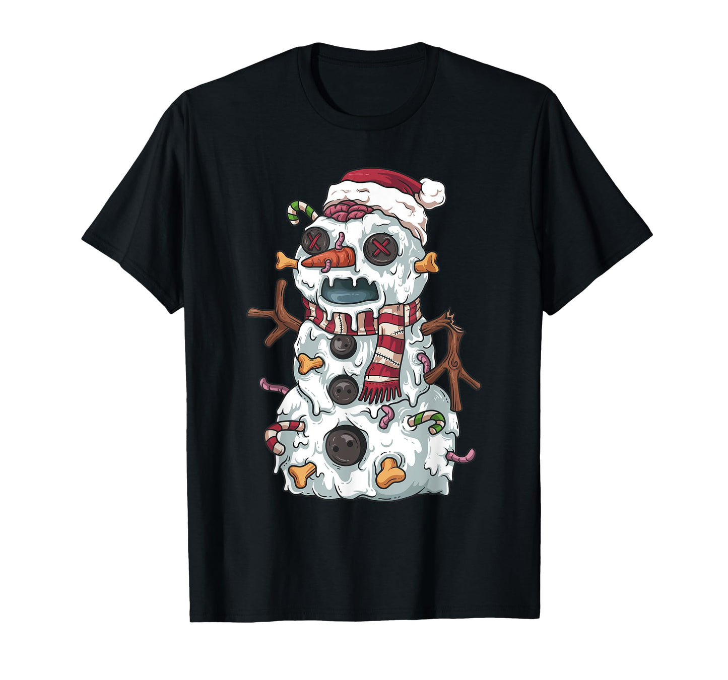 Zombie Christmas Snowman Funny Cartoon Holiday T-Shirt