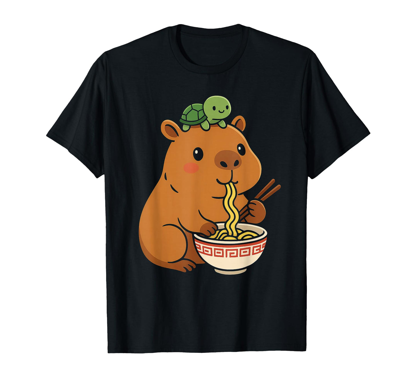 Capybara Anime Ramen Turtle Funny Graphic Kawaii Capibara T-Shirt