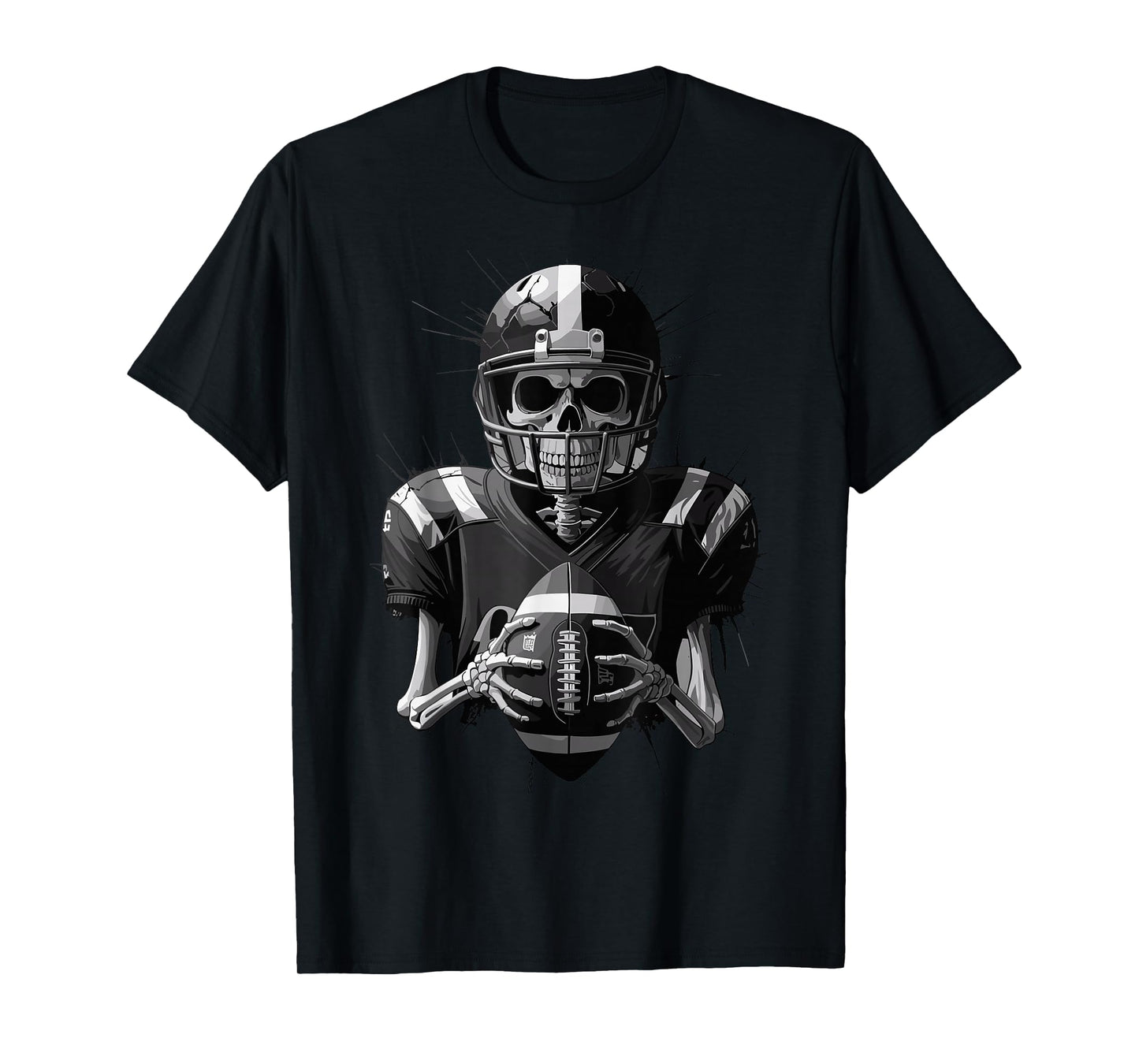 Halloween Skeleton Football Player Spooky Sports Graphic T-Shirt