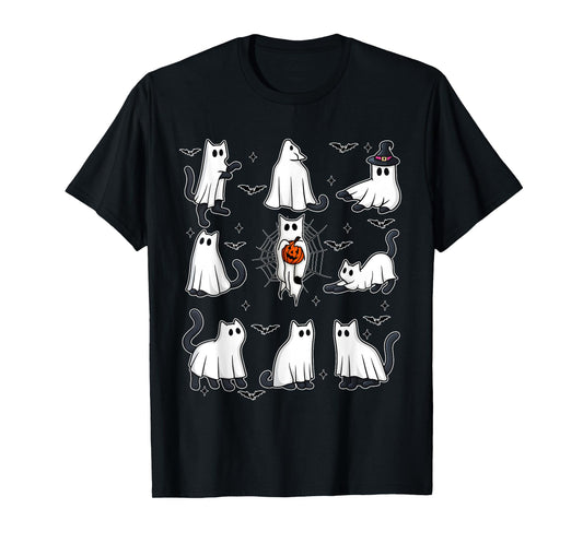 Cute Boo Black Cat Halloween Costumes Women Girl T-Shirt