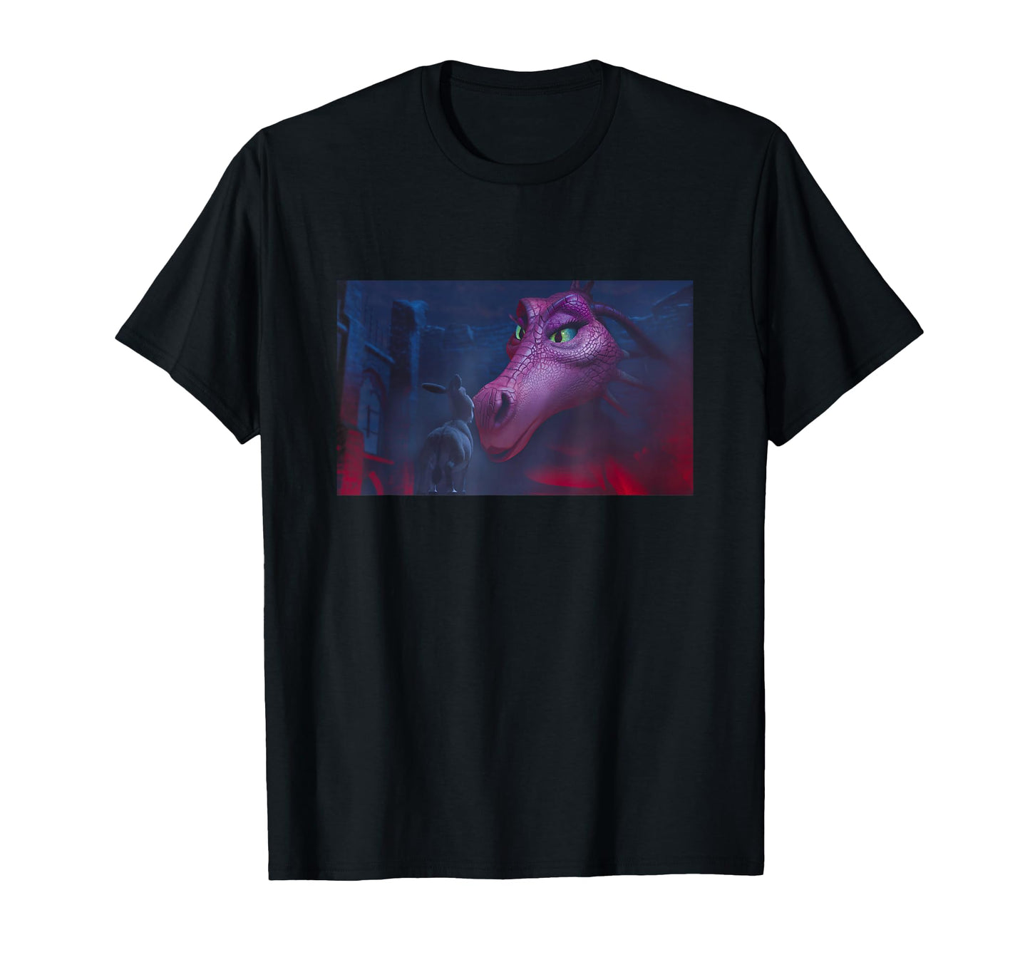 Shrek Iconic Donkey & Dragon in Love Scene Big Chest Poster T-Shirt