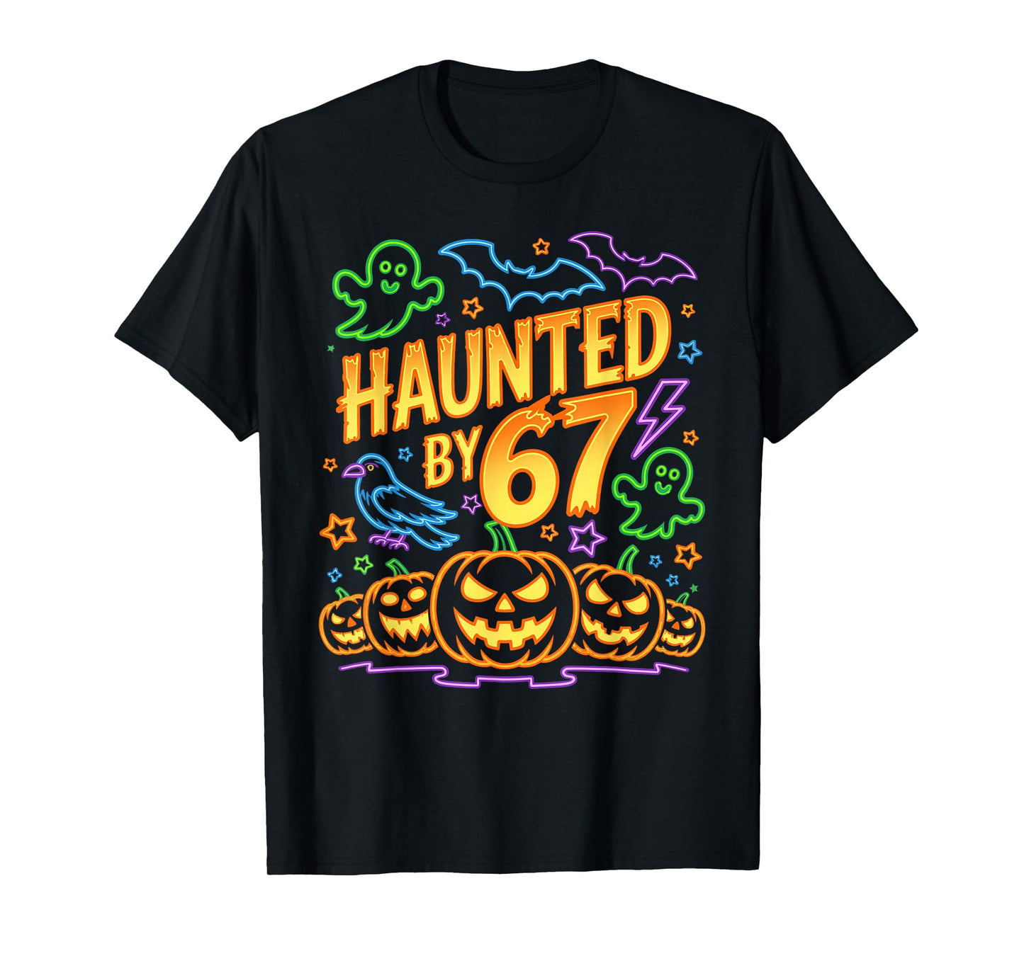 Haunted by 67 – Funny Six Seven Meme 6 7 Halloween Costume T-Shirt