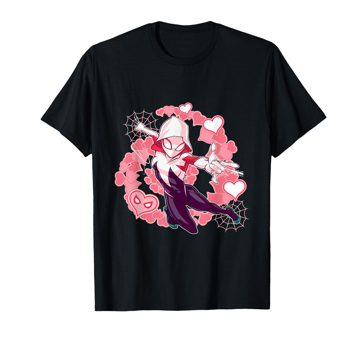 Marvel Spider-Man Into The Spider-Verse Gwen Stacy Hearts T-Shirt