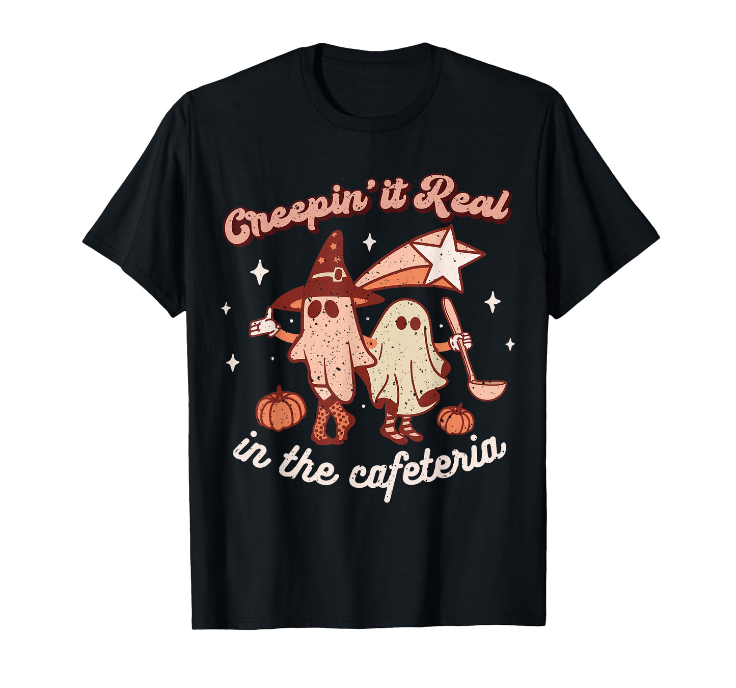 Fall Lunch Lady Retro Halloween Cafeteria Pumpkin Team T-Shirt