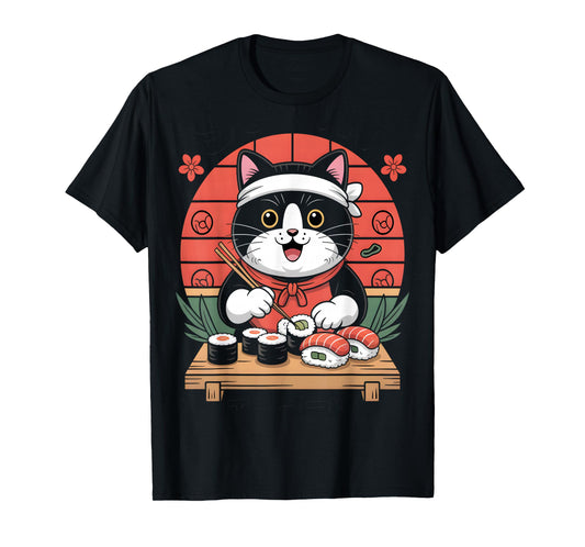 Kawaii Sushi Chef Cat Japanese Food T-Shirt