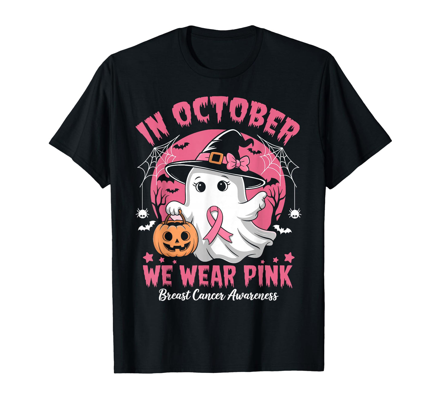 In October We Wear Pink Shirt Halloween Breast Cancer Women T-Shirt