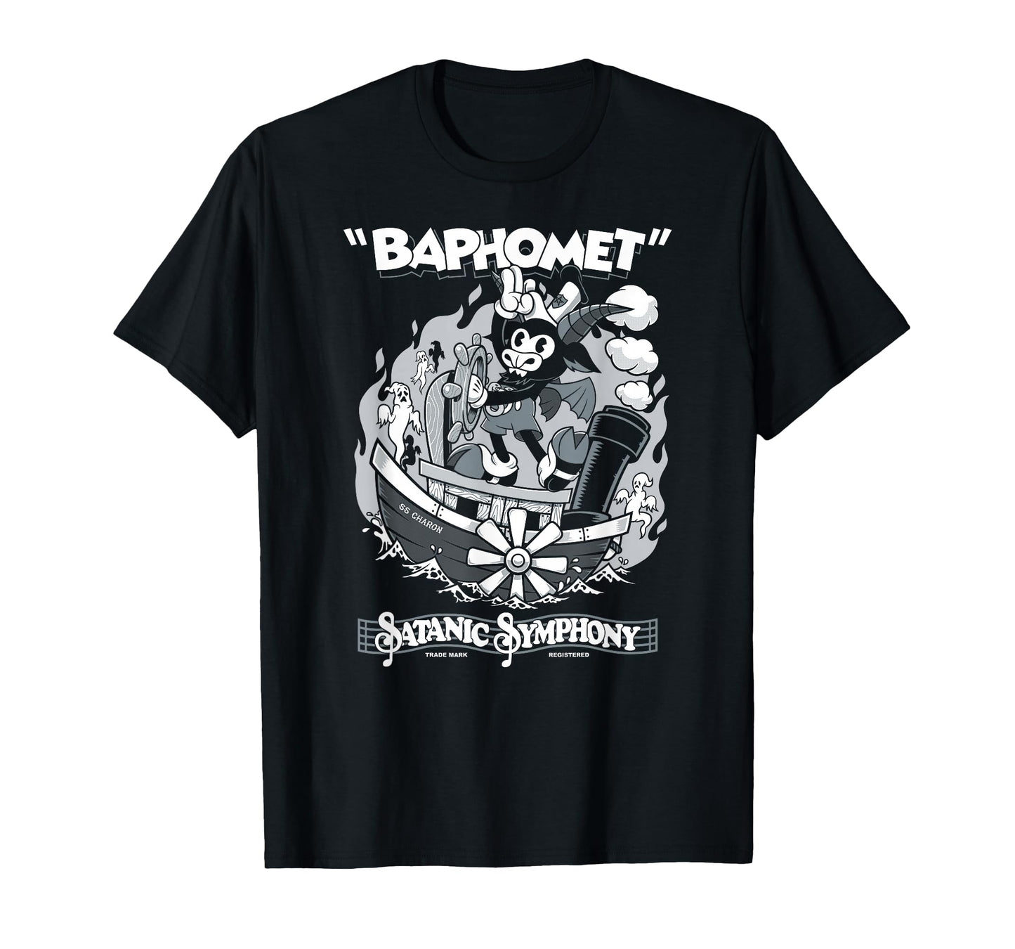 Vintage Cartoon Baphomet - Creepy Cute Goth - Occult T-Shirt