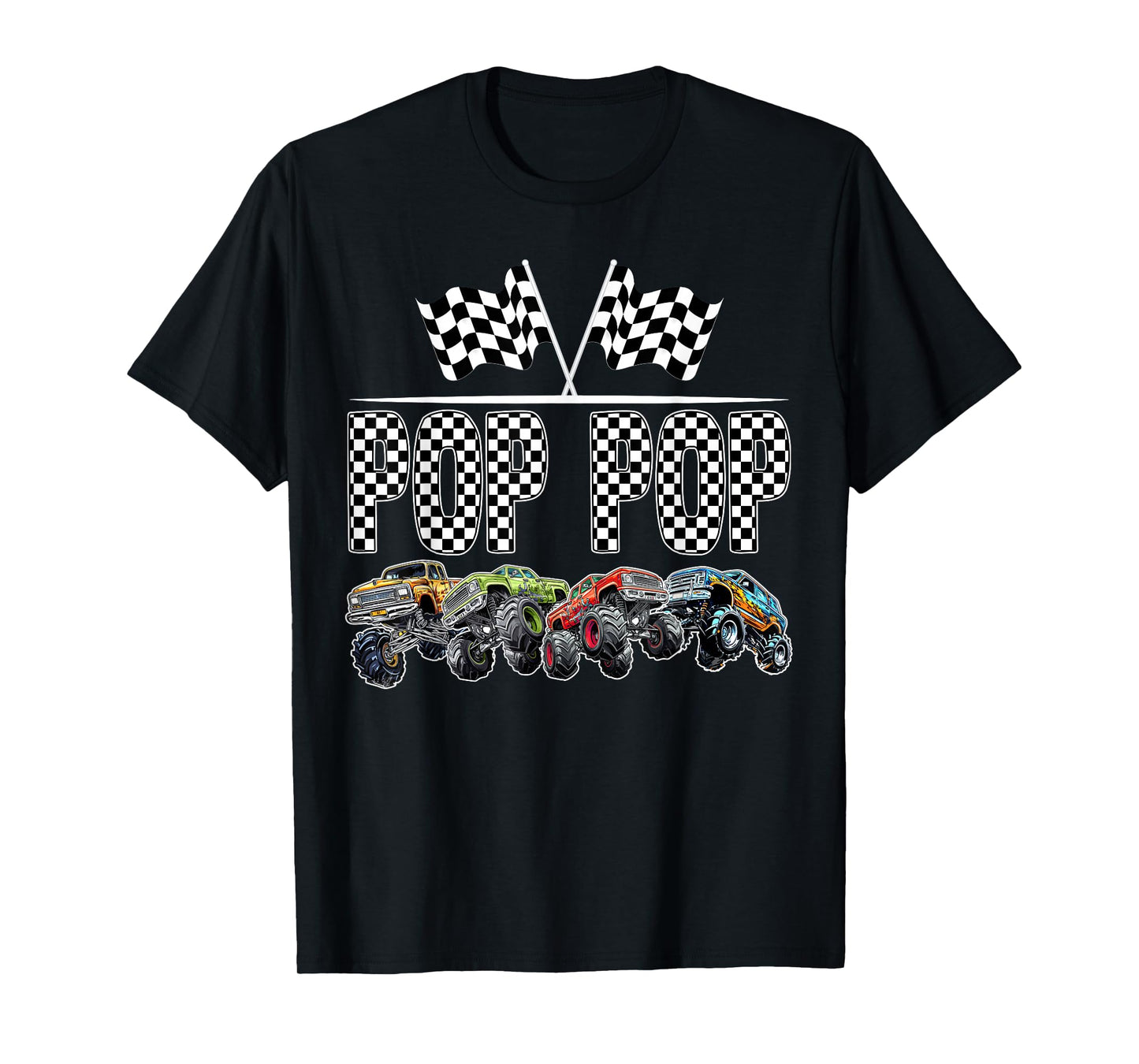 Pop Pop Retro Monster Truck Family Birthday Matching T-Shirt