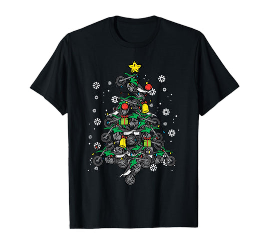 Dirt Bikes Christmas Tree Xmas Motocross Men Boy T-Shirt