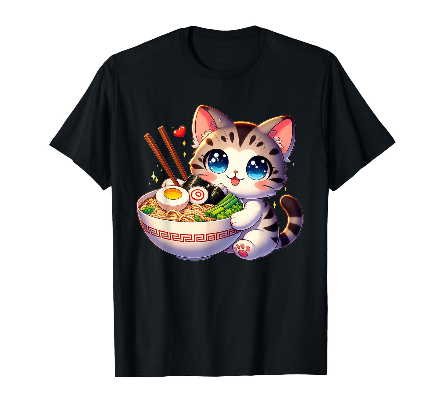 Cat Ramen Noodles Anime Kawaii Japanese Cat T-Shirt