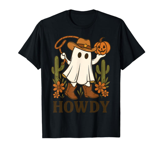 Retro Cowboy Ghost Howdy Cowgirl Halloween Shirt T-Shirt