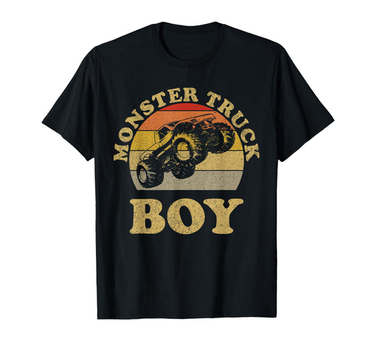 Monster Truck Boys Clothes Shirt Vintage Retro Sunset Boy T-Shirt
