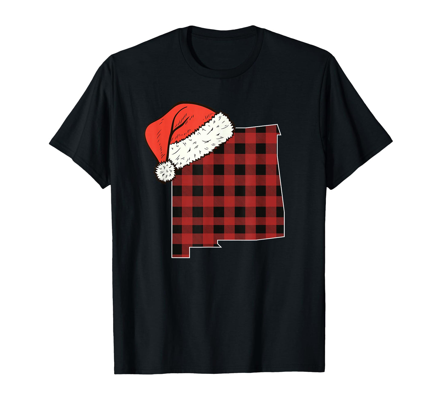 New Mexico Plaid Christmas Santa Hat Holiday Matching T-Shirt