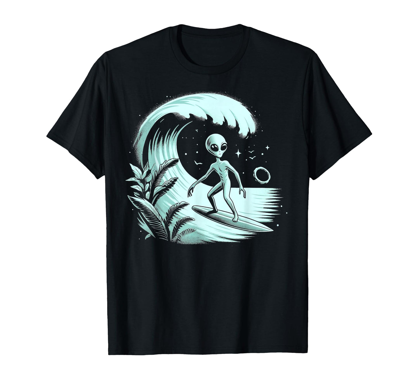 Alien Surfing Wave at Tropical Ocean Vintage Surf T-Shirt