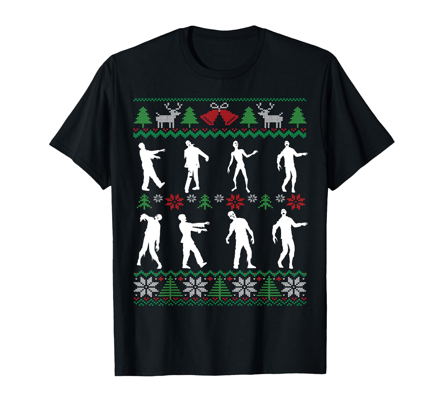 Walking Zombies Funny Zombie Movie Lover Ugly Christmas T-Shirt