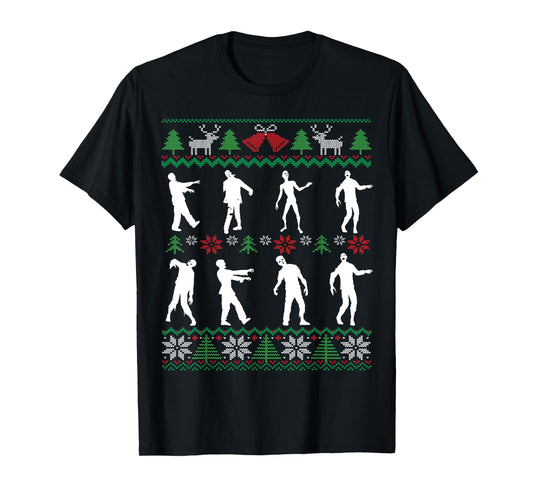 Walking Zombies Funny Zombie Movie Lover Ugly Christmas T-Shirt