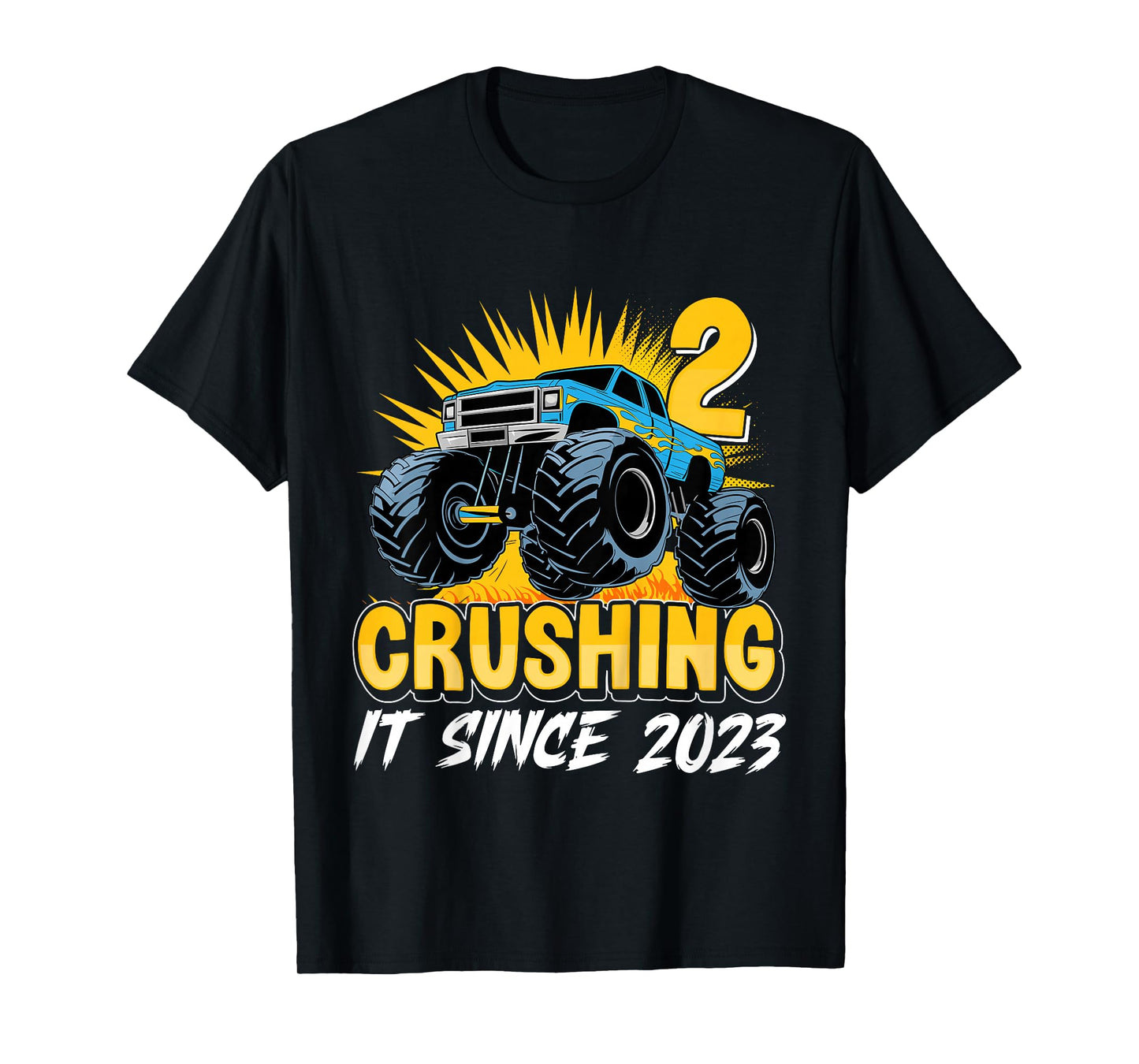 Kids Birthday Monster Truck 2 Year Old Boys 2nd Party Born 2023 T-Shirt