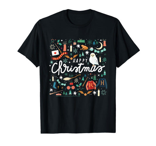 Harry Potter Happy Christmas, Hedwig, Golden Snitch T-Shirt