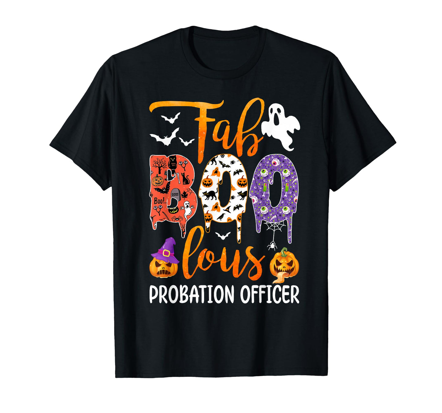 Fab Boo Lous Probation Officer Boo Ghost Pumpkin Halloween T-Shirt