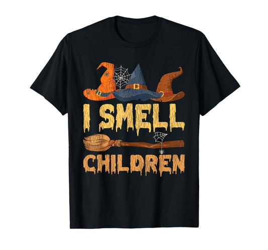 Vintage I Smell Children Hocus Pocus Witch Broom Halloween T-Shirt