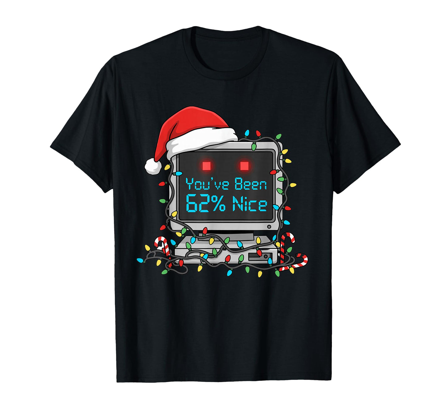 AI Santa Claus Rating 62% Nice Funny Christmas Geek Shirt T-Shirt