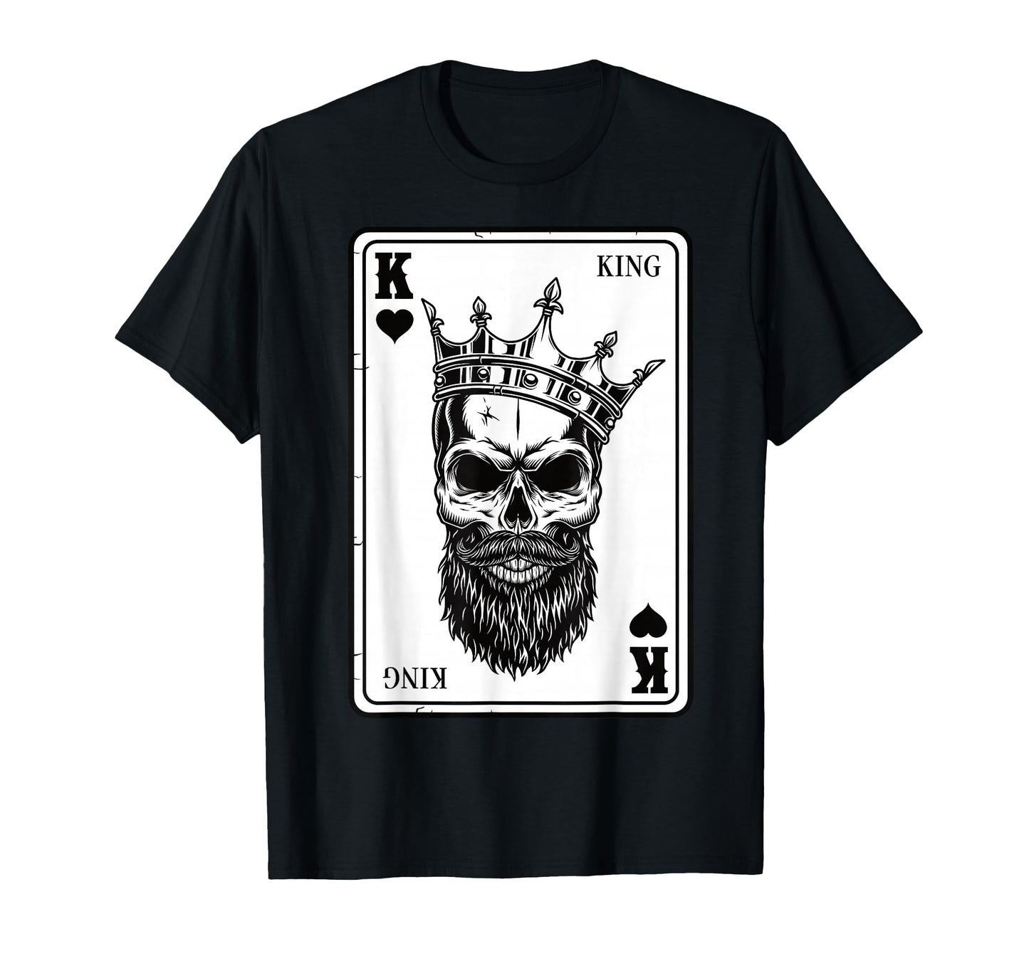 King And Queen Skull - 2/2 Card Hearts Flush Couple Matching T-Shirt