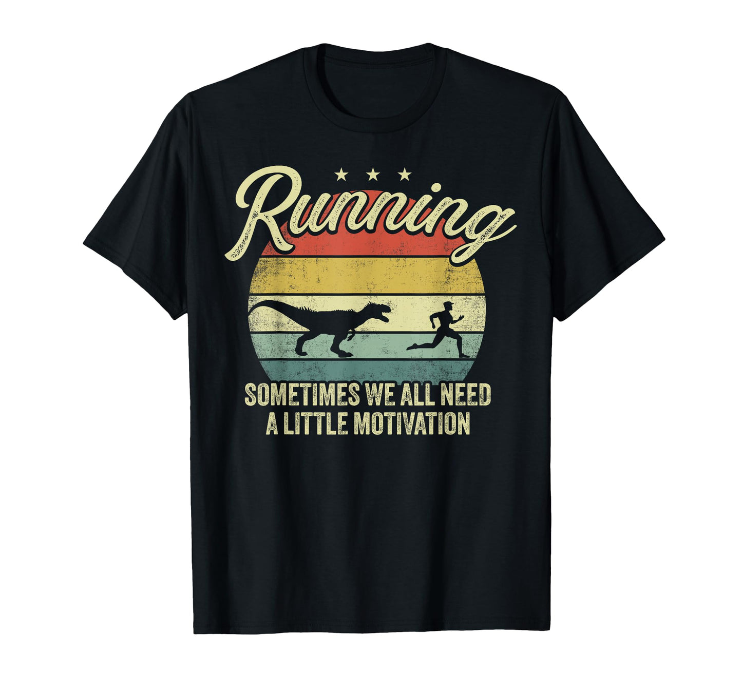 Retro Running Motivation Raptor Chase Funny Dinosaur T-Shirt
