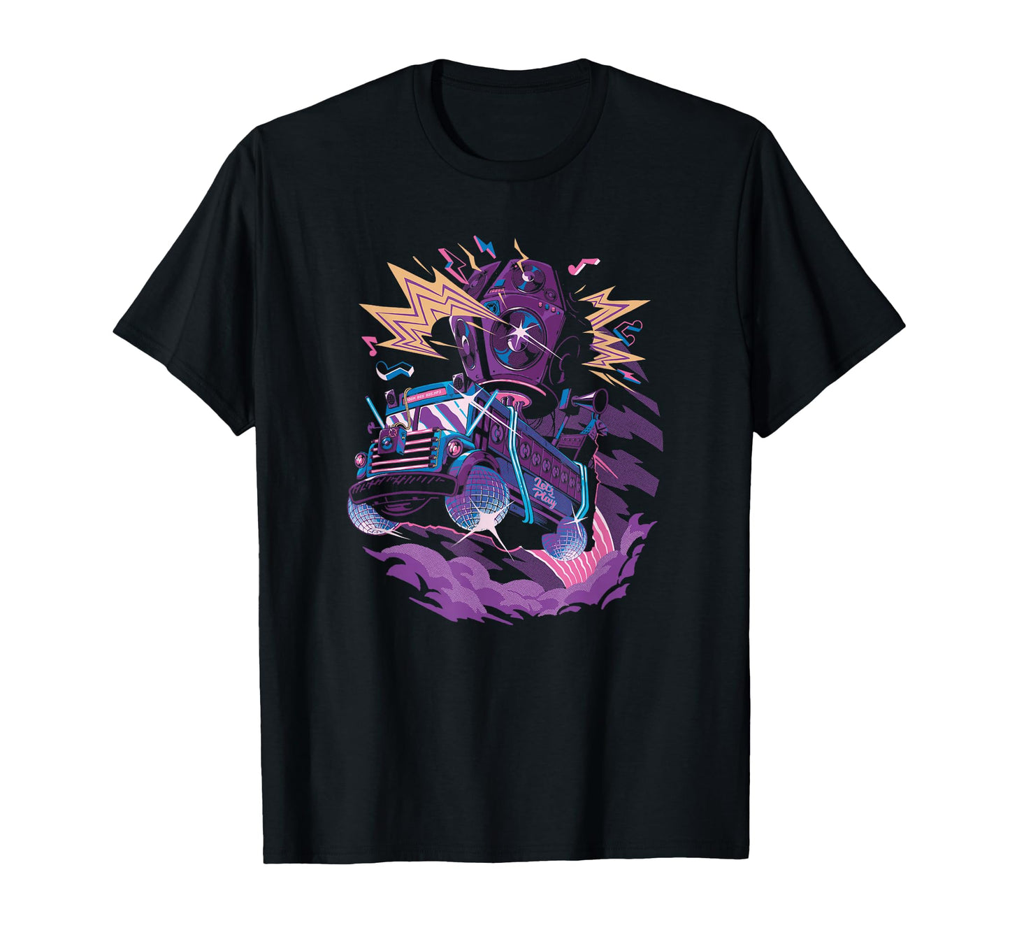 Fortnite Battle Bus Flying Retro Lightning Art T-Shirt