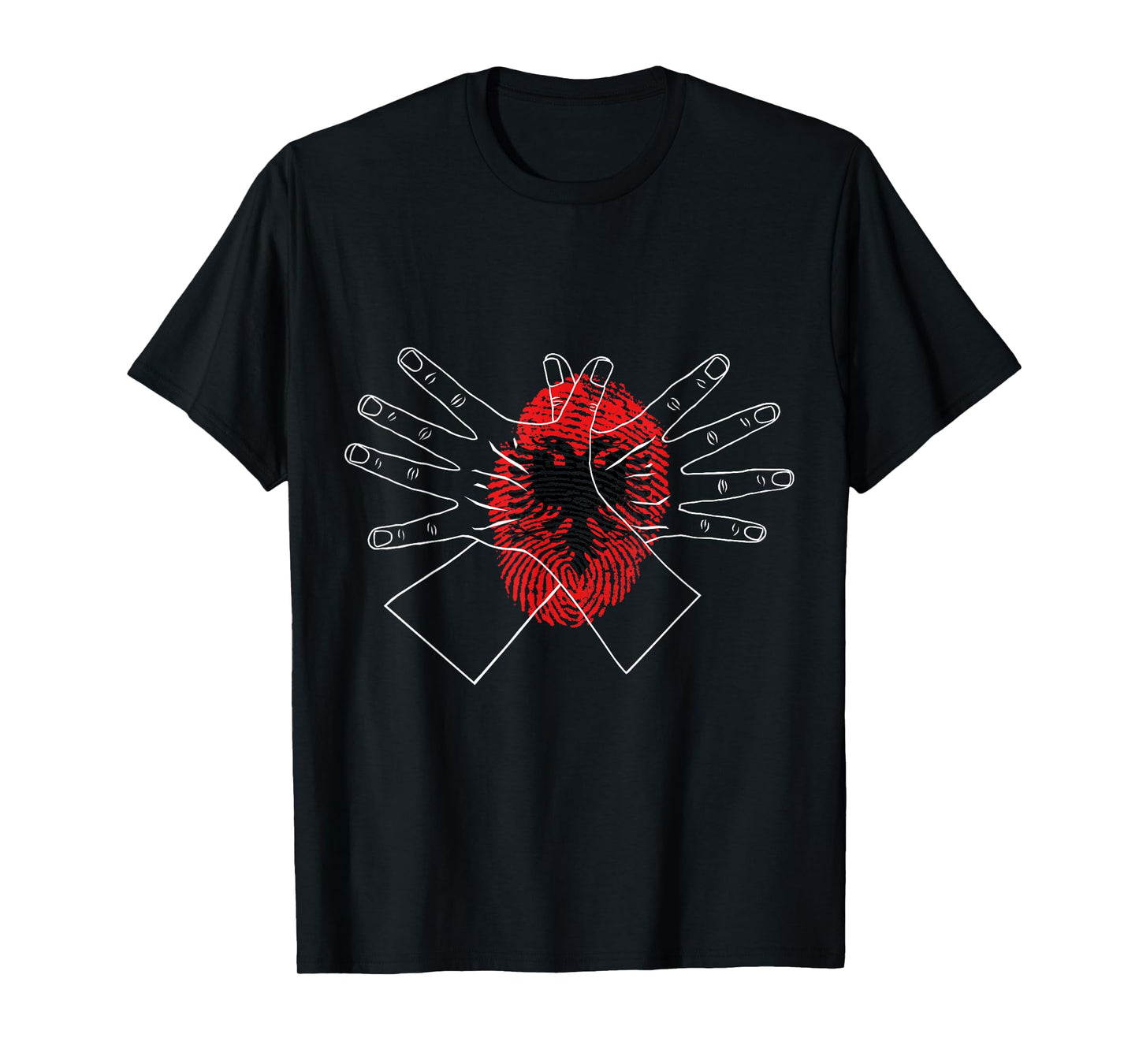 Shqipe Albania Flag Double Eagle Hand Sign T-Shirt