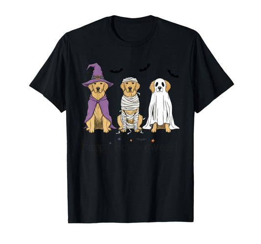 Golden Retriever Halloween Witch Mummy Ghost T-Shirt