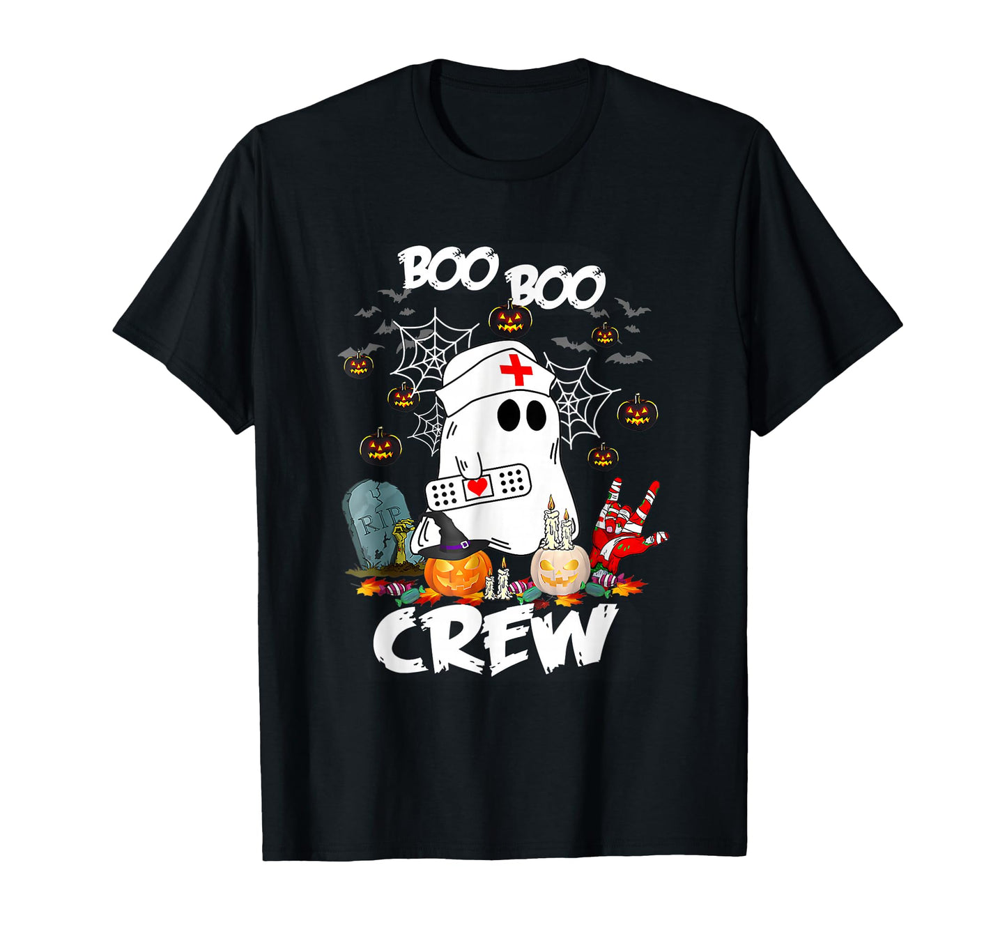 Boo Boo Crew Ghost Nurse Retro Halloween Nursing T-Shirt