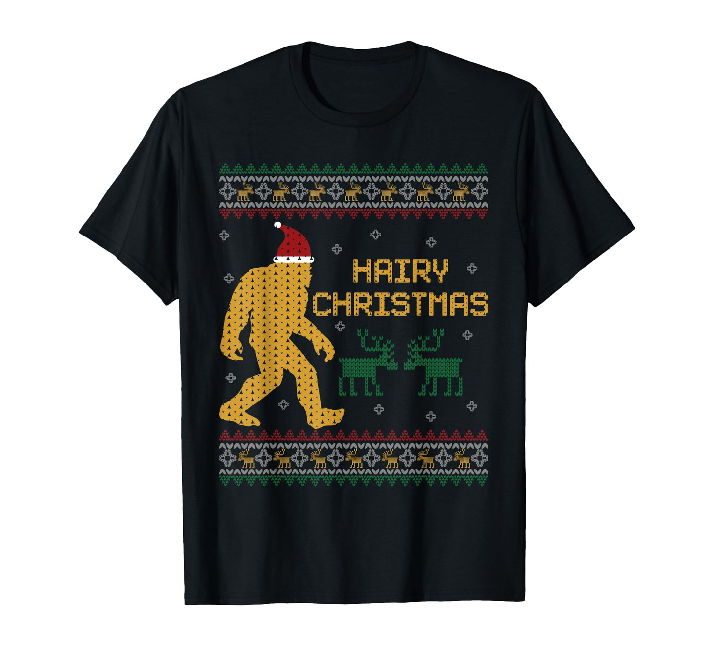 Hairy Christmas Bigfoot Ugly Christmas Sweater Sasquatch T-Shirt