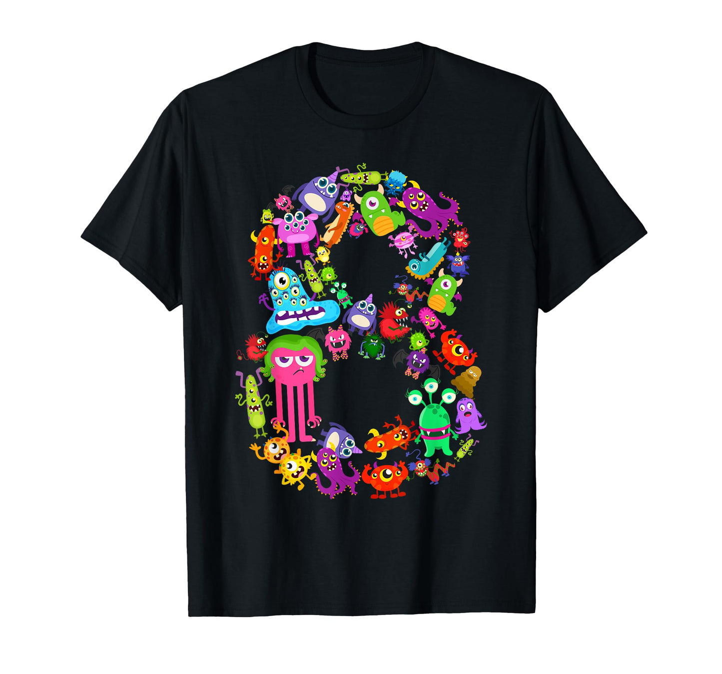 Little Monster 8 Eight YearOld Kid 8th Birthday Party Aliens T-Shirt