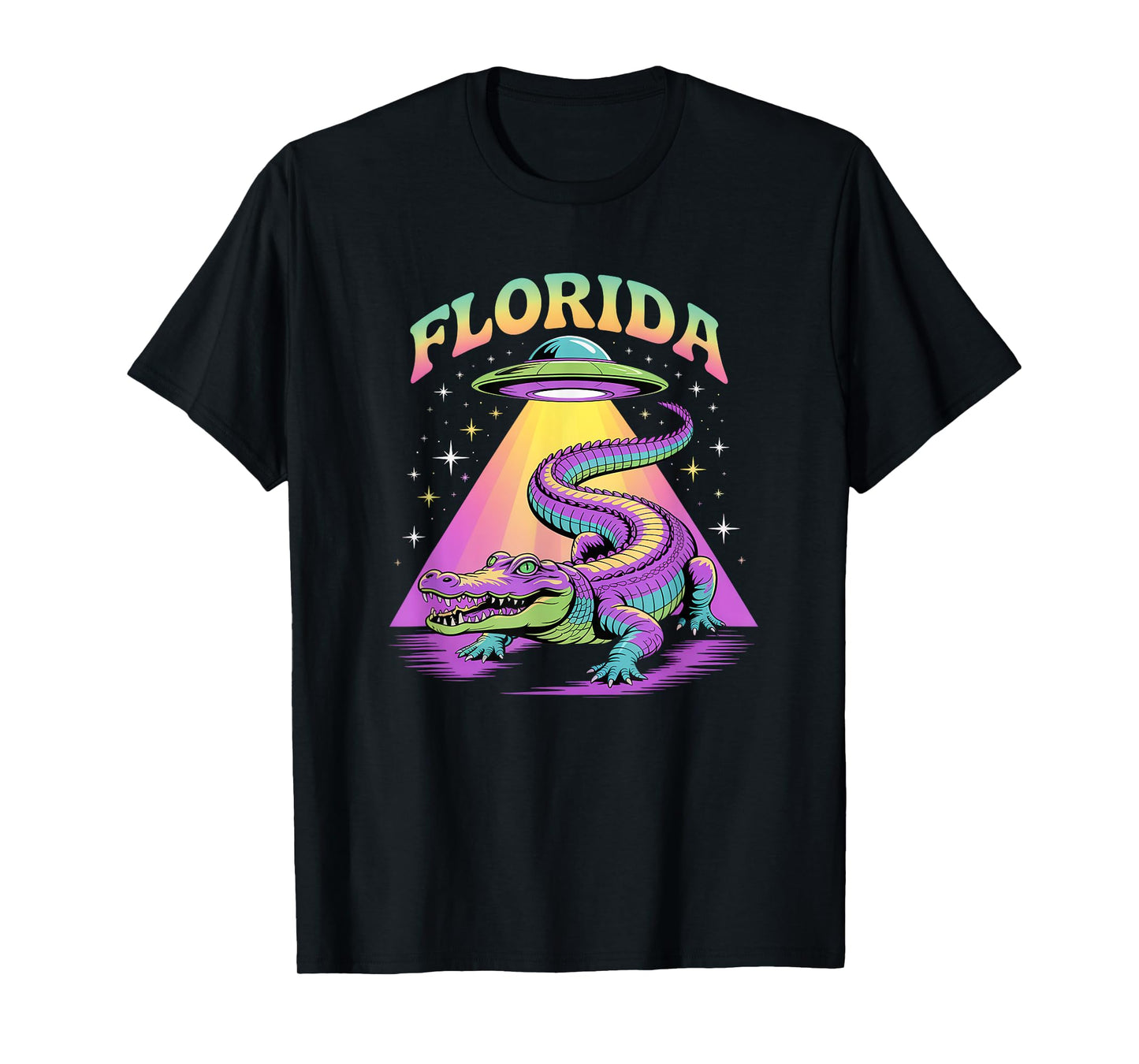 Florida Alien Alligator Funny Gator Abduction Retro UFO T-Shirt