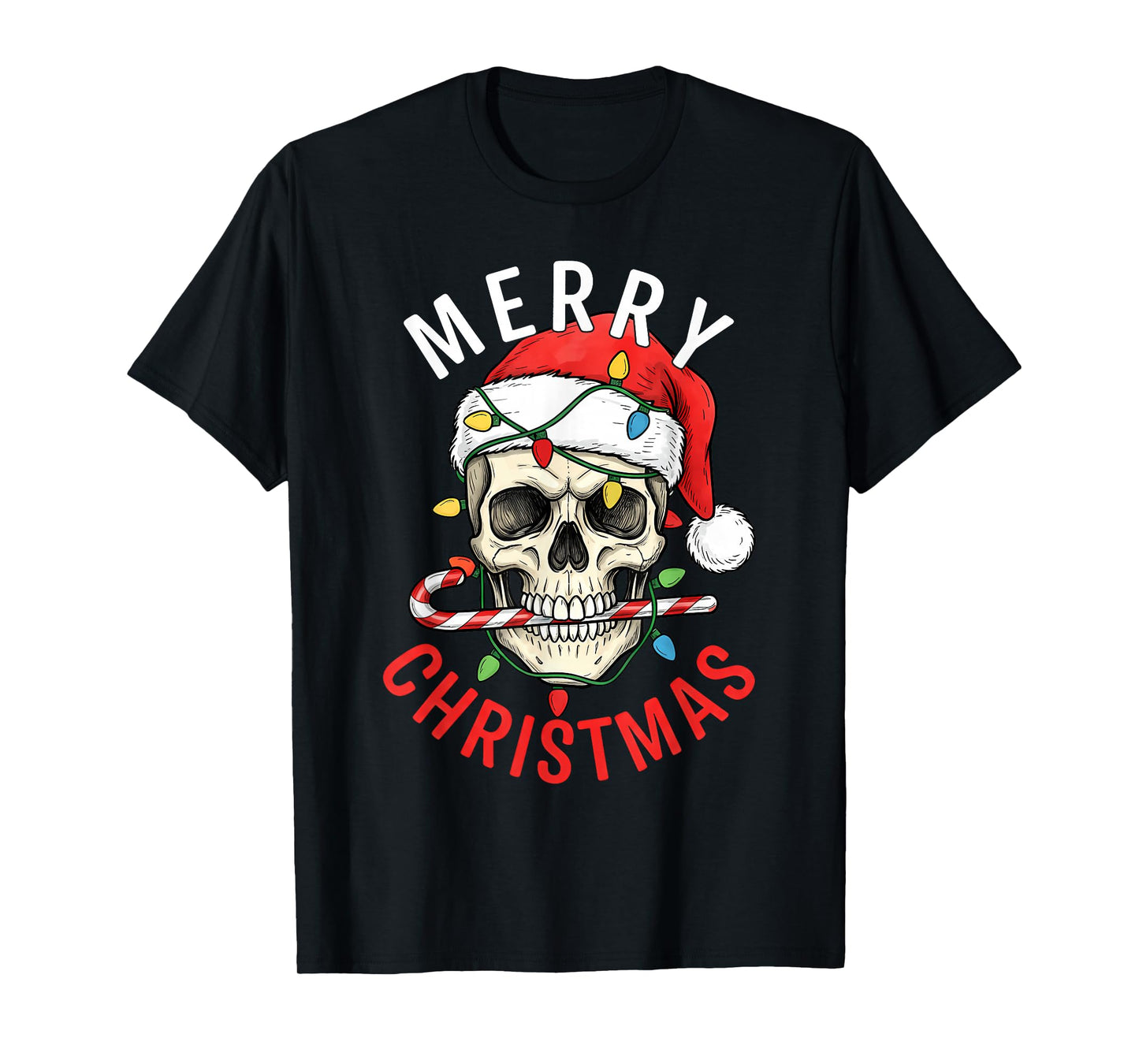 Santa Skull Hat Merry Christmas Family Matching Boys Men T-Shirt