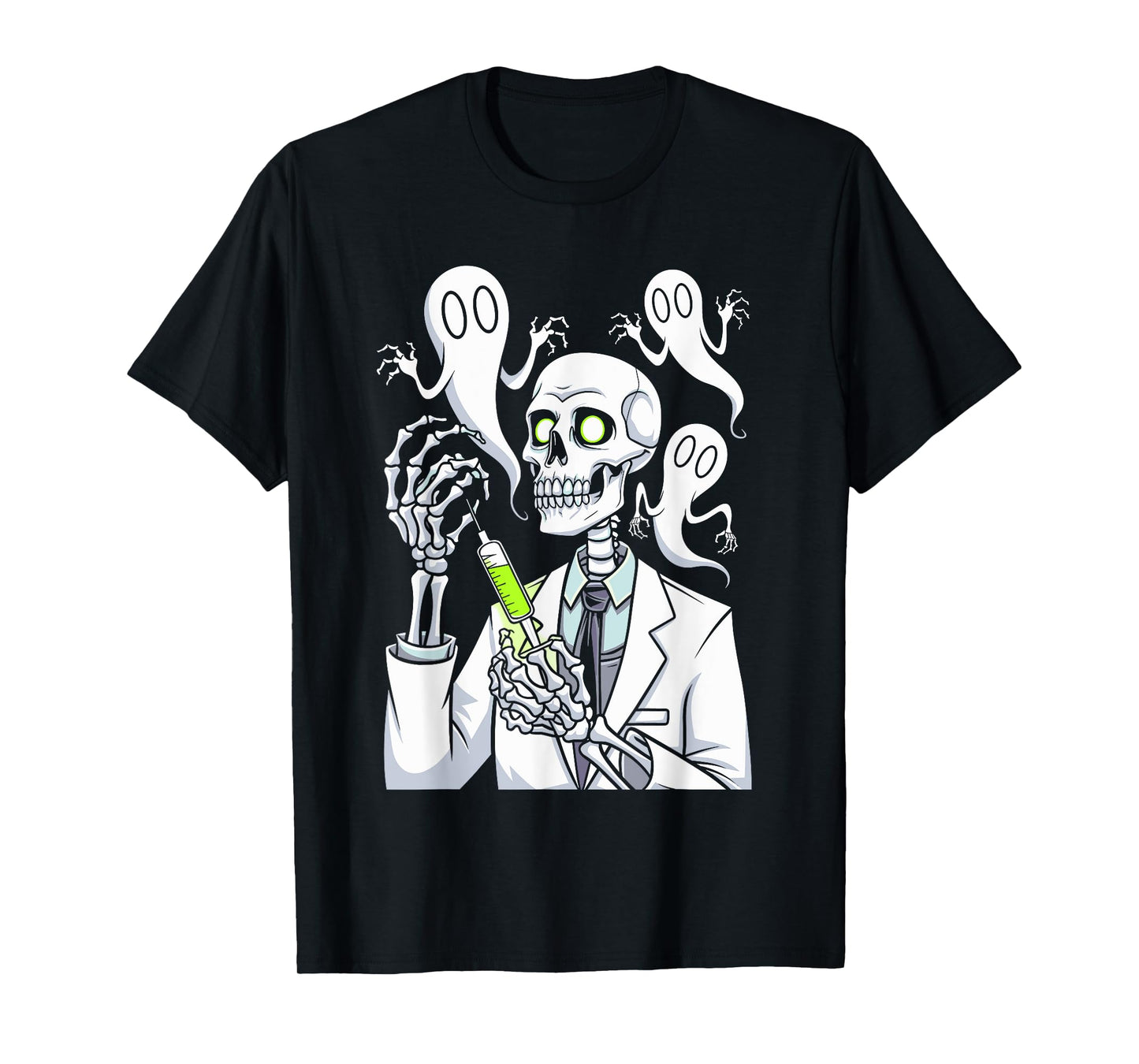 Funny Skeleton Medical Staff Doctor Syringe Spooky Halloween T-Shirt