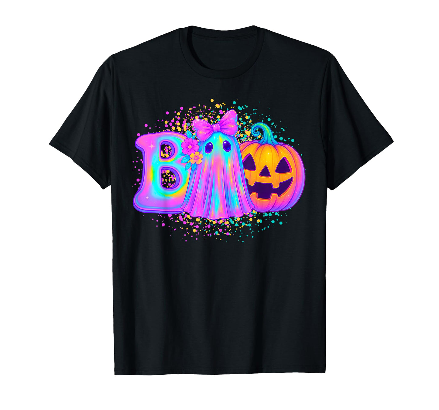 Cute Floral Ghost Coquette Bow Halloween for Women and Girls T-Shirt