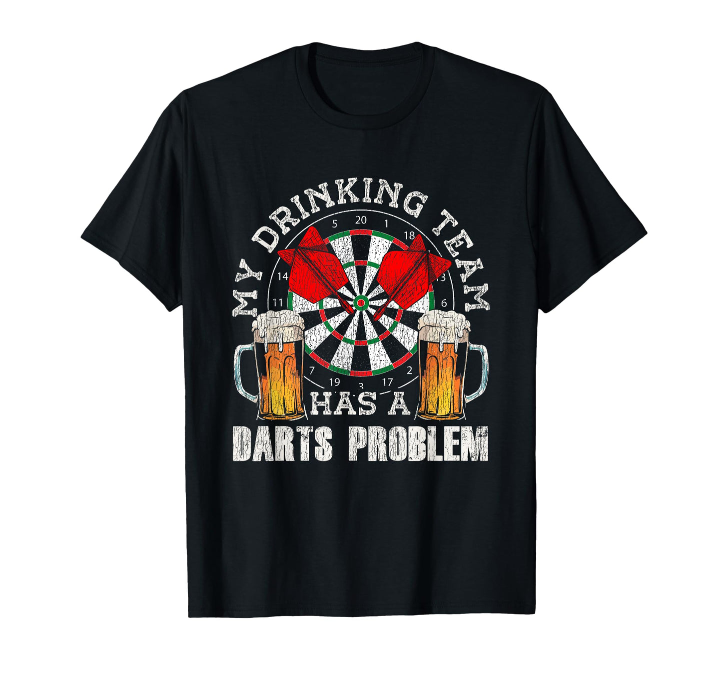 My Drinking Team Has Darts Problem Funny Darts Player Retro T-Shirt