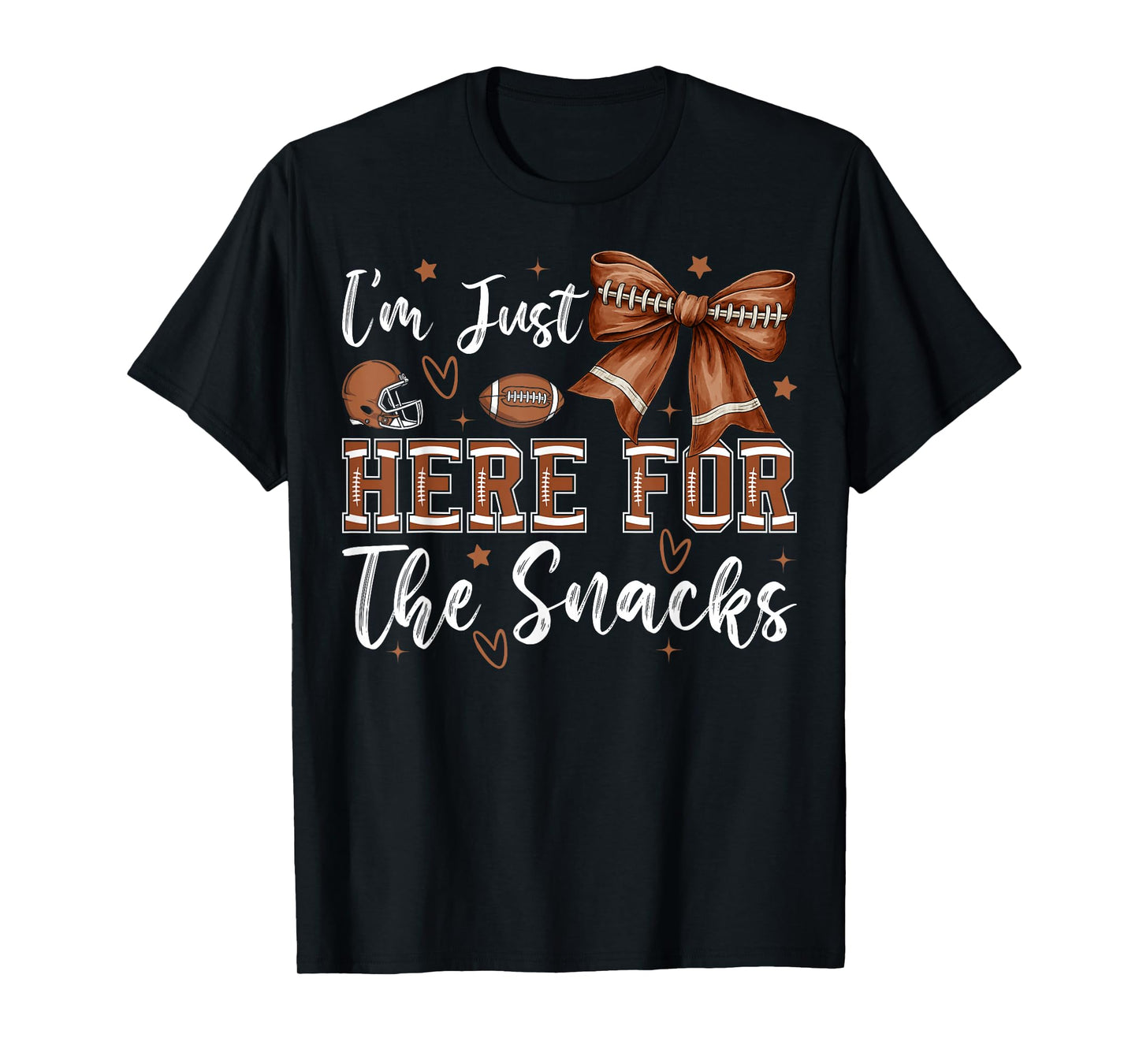 I'm Just Here for The Snacks Football Coquette Game Day Girl T-Shirt