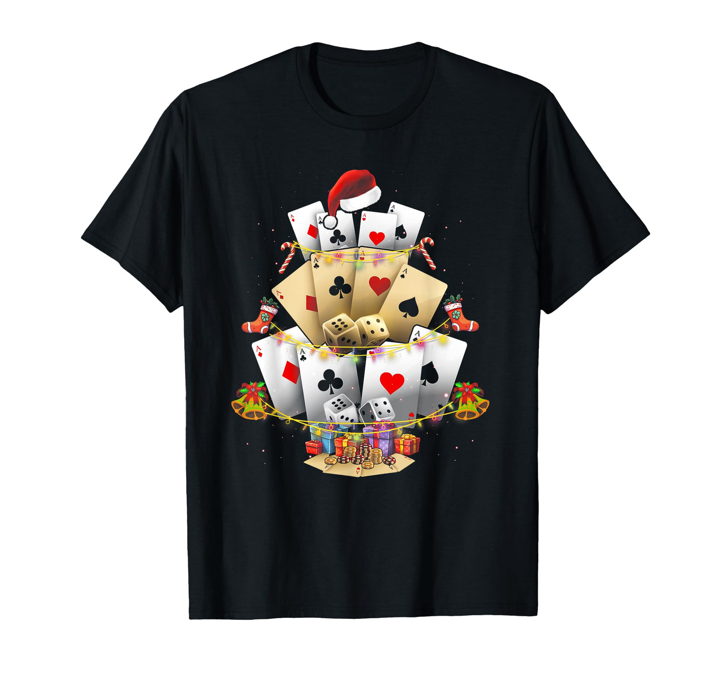 Gambling Poker Game Xmas Lighting Christmas Tree Adult T-Shirt