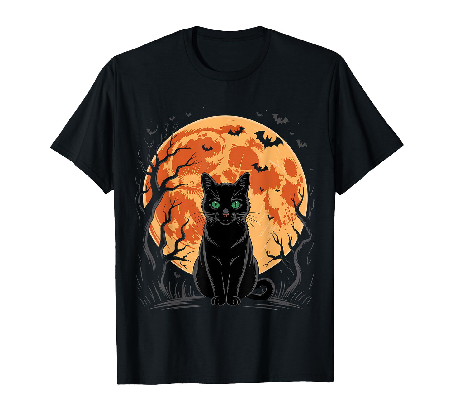 Vintage Scary Christmas Cat Costume Retro Cat Moon Black Cat T-Shirt