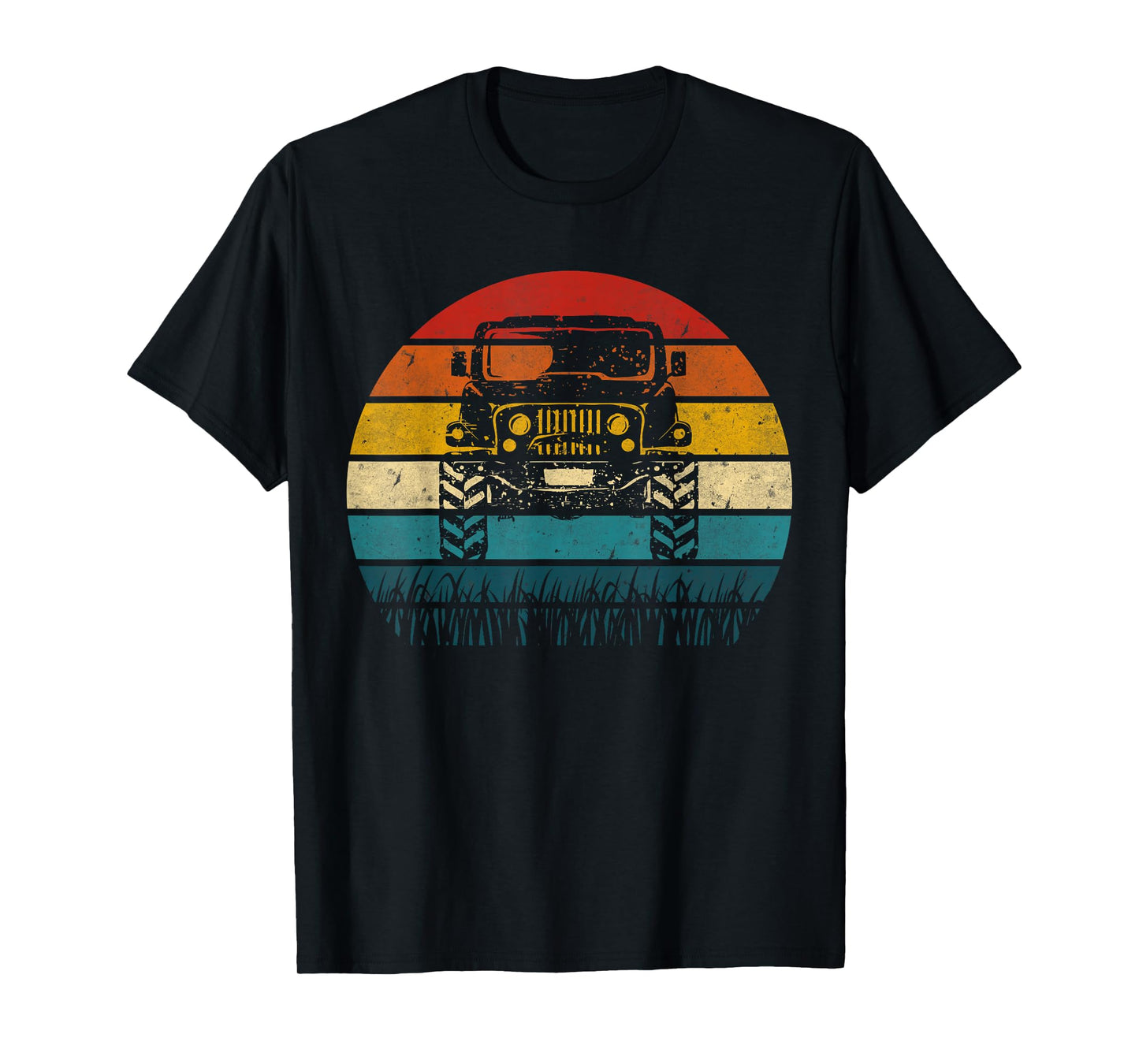 Vintage Sunset 4x4 Car Off Road Wave Big Cars Driving B-Day T-Shirt