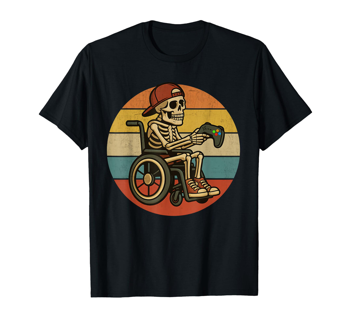 Wheelchair Gaming Skeleton Gamer Disabled Handicap Boys Kids T-Shirt