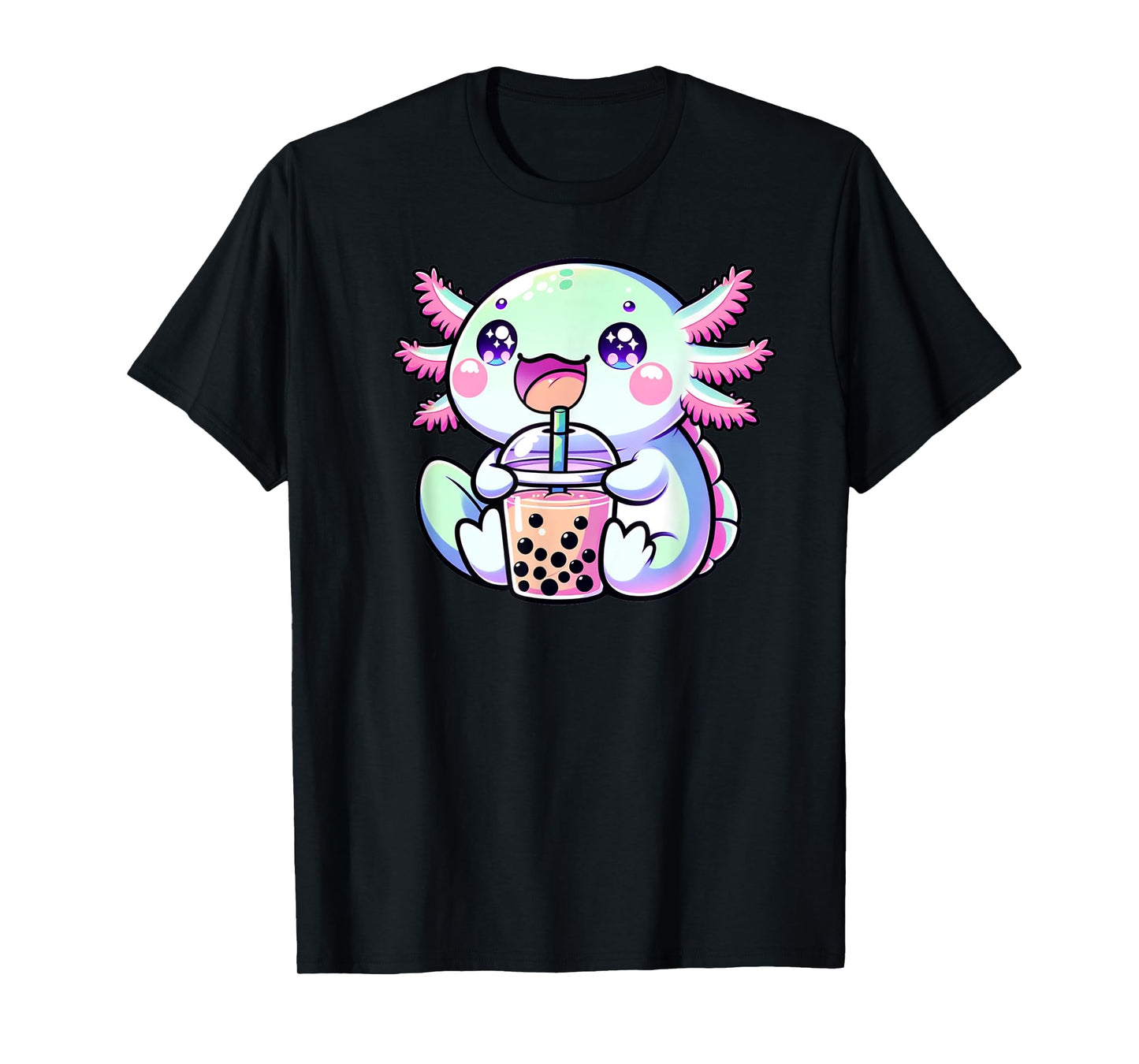 Cute Kawaii Axolotl Boba Bubble Tea Blue Pink Anime Bobalotl Men Women Kids T-Shirt