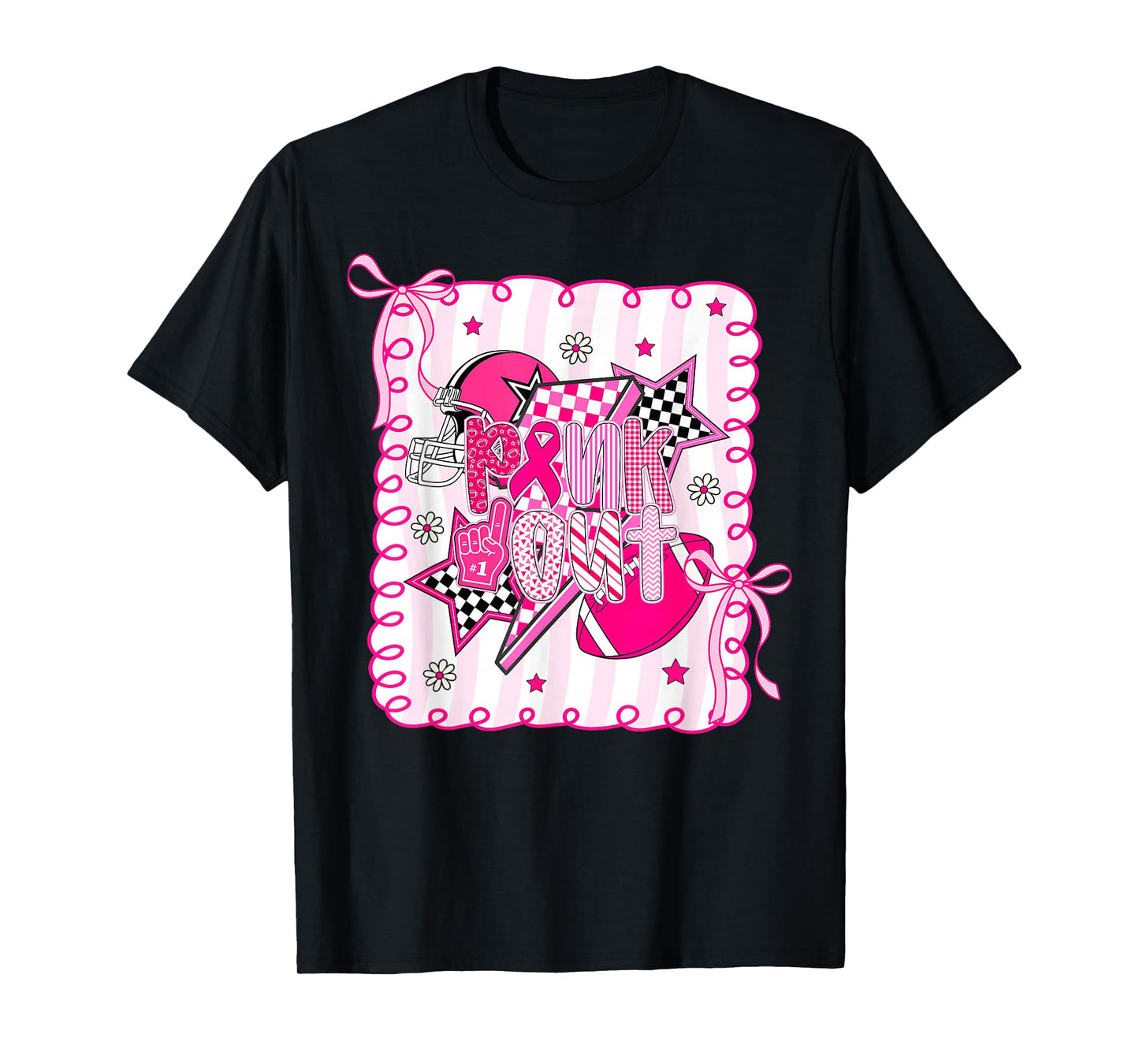 Pink Out Football Breast Cancer Awareness Game Day Football T-Shirt