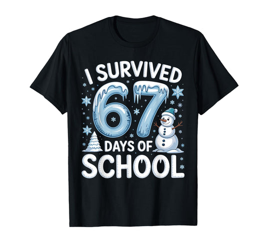 I Survived 67 Days of School Christmas Candy Cane Six Seven T-Shirt