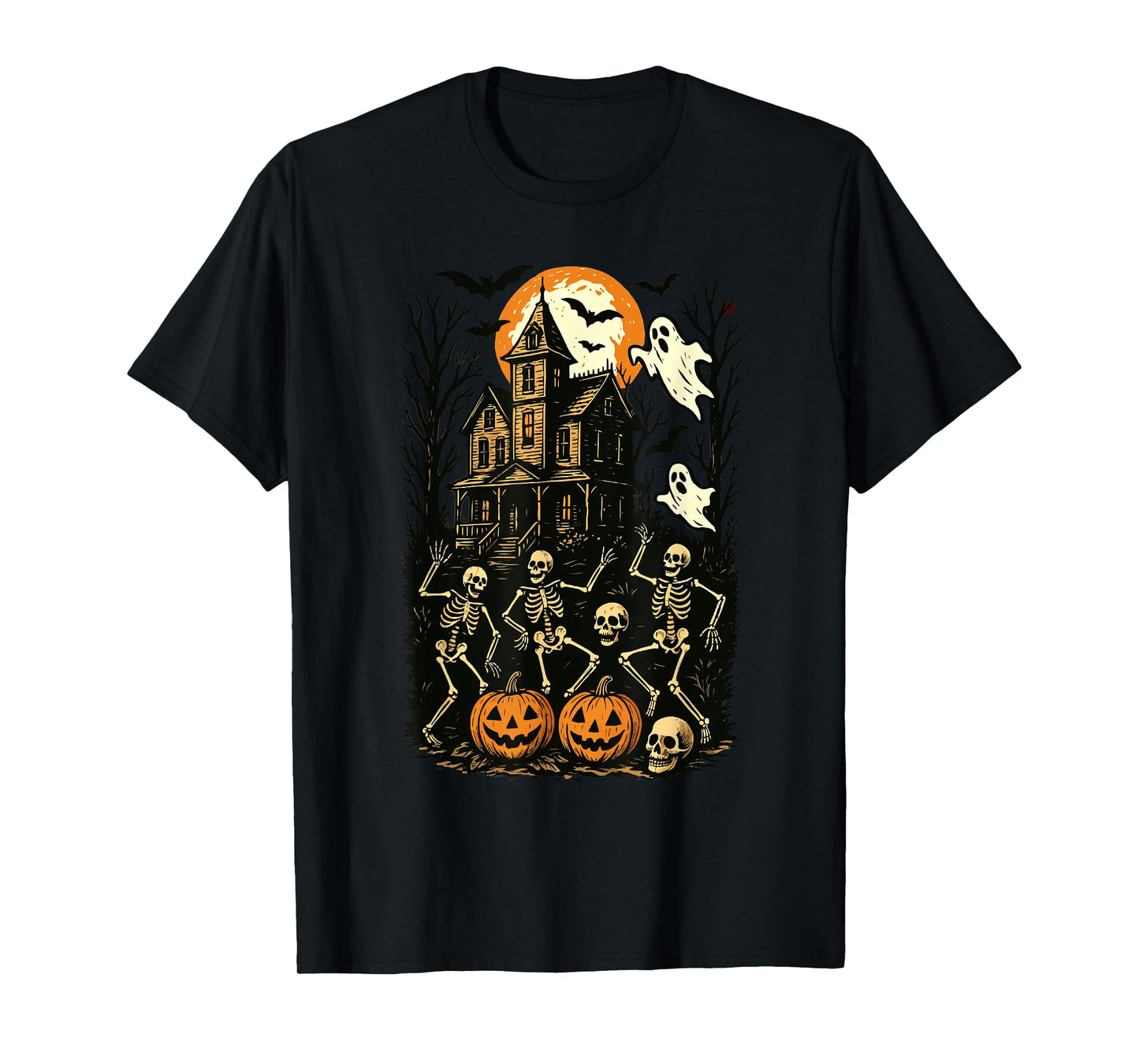 Halloween Skeleton Haunted House Spooky Dancing Skeleton T-Shirt