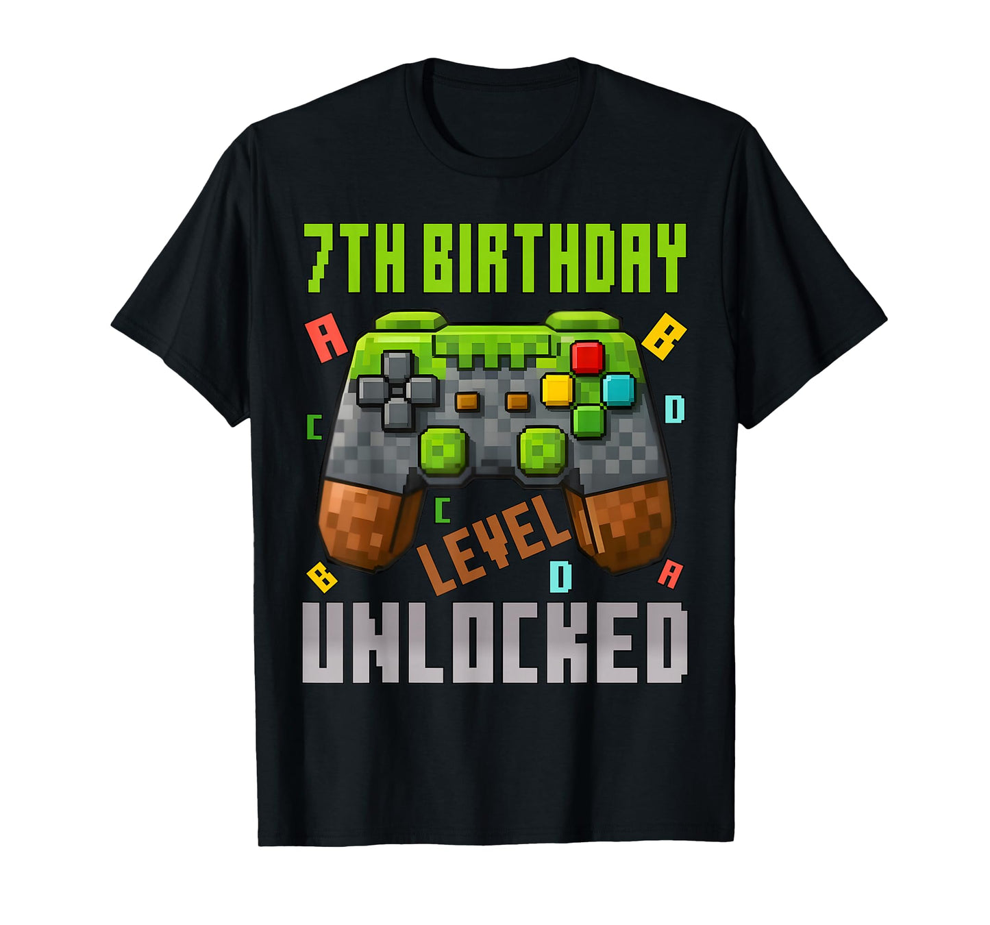 7th Birthday Boy Level 7 Unlocked Birthday Boy 7 Years Old T-Shirt